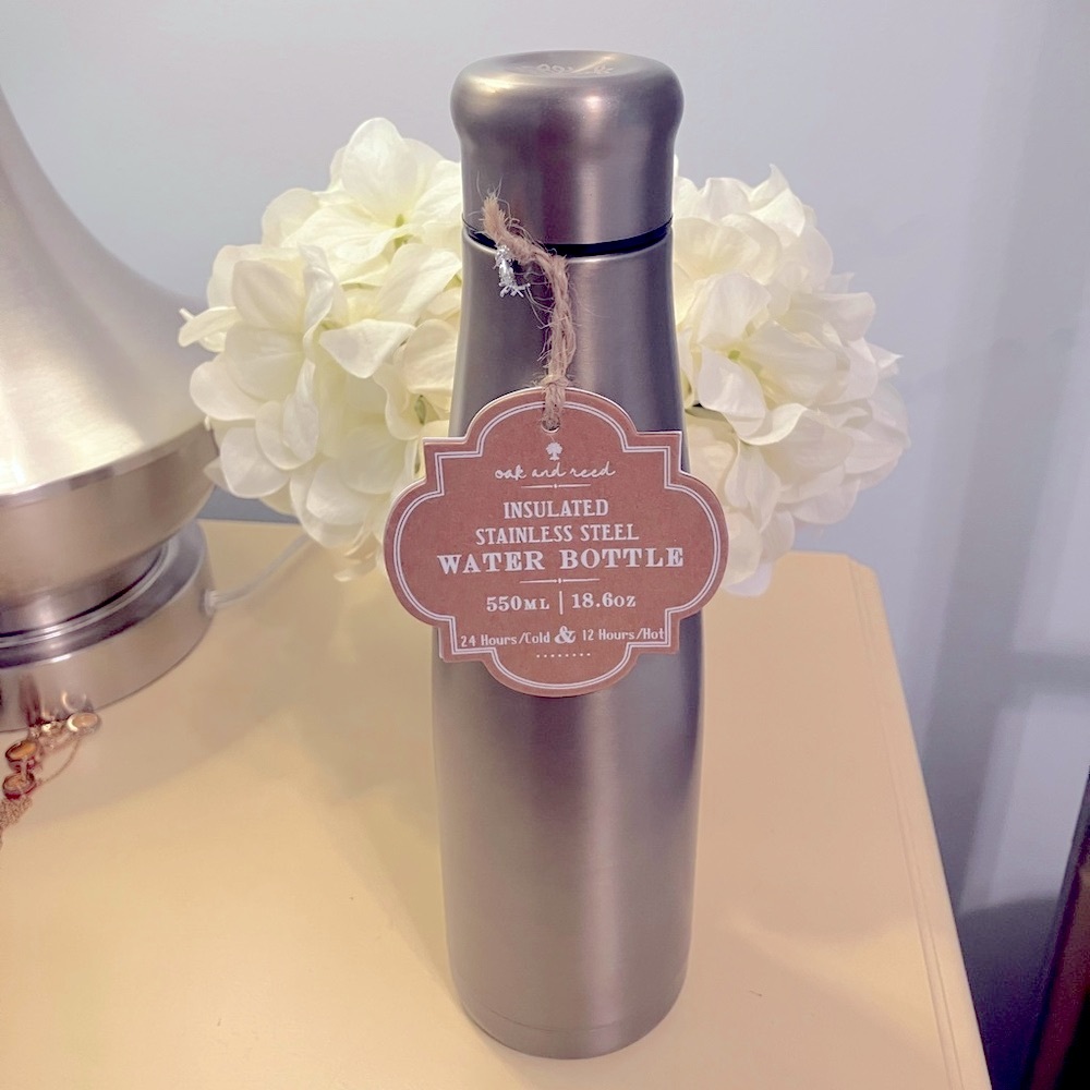 Oak and Reed Insulated Stainless Steel Water Bottle Satin Nickel NWT
